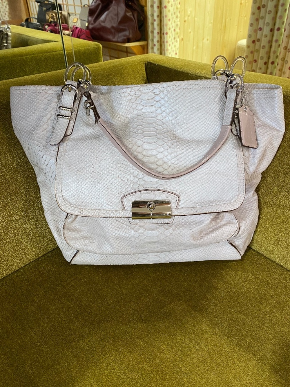 COACH Kristin Python Embossed Leather Tote. In great condition!